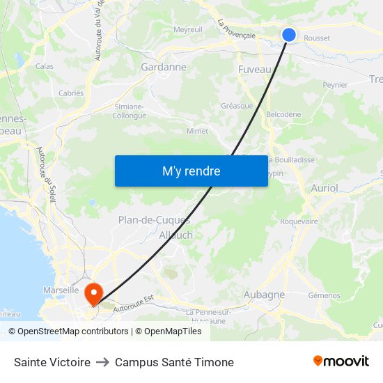 Sainte Victoire to Campus Santé Timone map