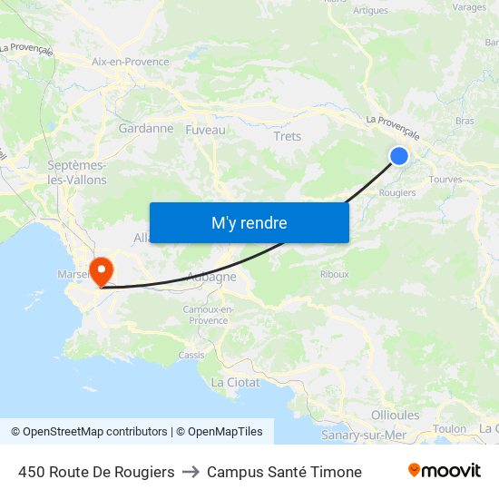 450 Route De Rougiers to Campus Santé Timone map