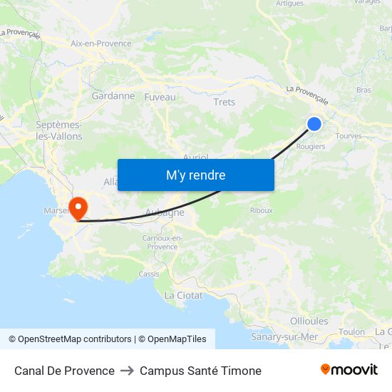 Canal De Provence to Campus Santé Timone map