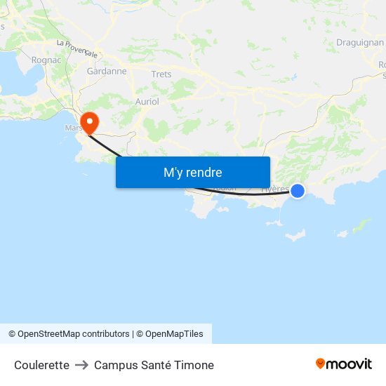Coulerette to Campus Santé Timone map