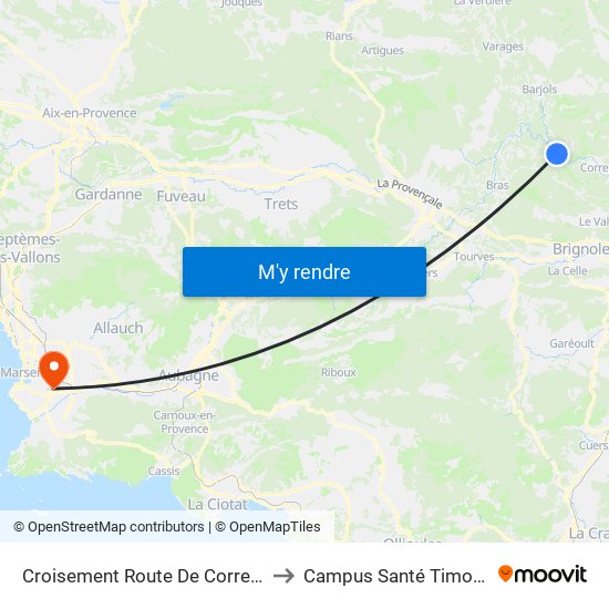 Croisement Route De Correns to Campus Santé Timone map