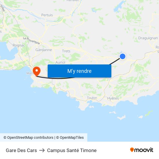 Gare Des Cars to Campus Santé Timone map