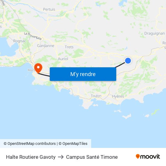 Halte Routiere Gavoty to Campus Santé Timone map