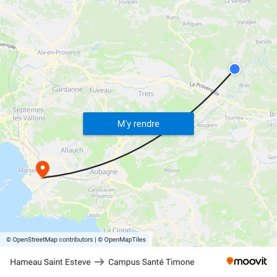 Hameau Saint Esteve to Campus Santé Timone map
