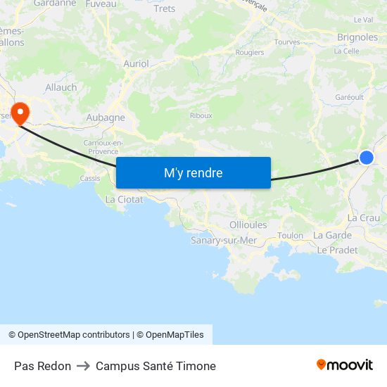 Pas Redon to Campus Santé Timone map