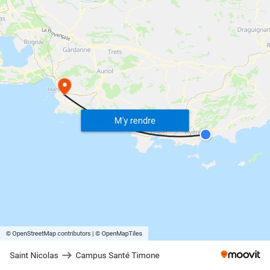 Saint Nicolas to Campus Santé Timone map