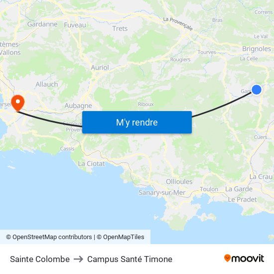 Sainte Colombe to Campus Santé Timone map