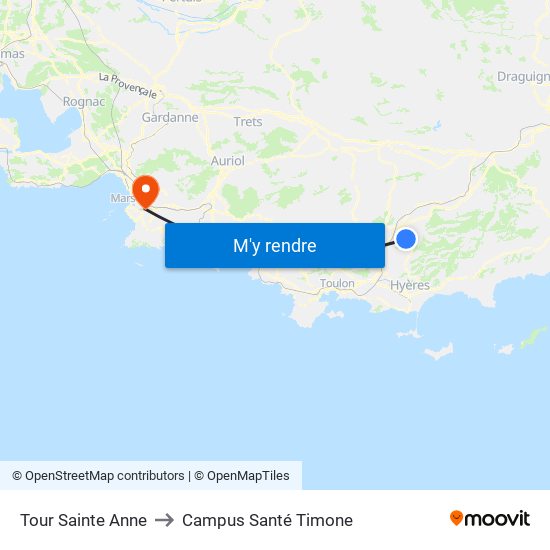 Tour Sainte Anne to Campus Santé Timone map