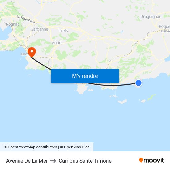 Avenue De La Mer to Campus Santé Timone map