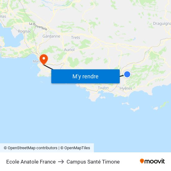 Ecole Anatole France to Campus Santé Timone map