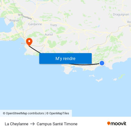 La Cheylanne to Campus Santé Timone map