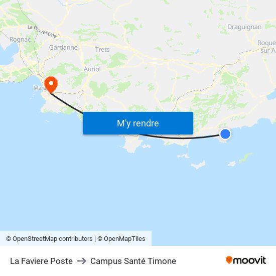 La Faviere Poste to Campus Santé Timone map