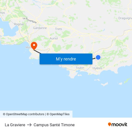 La Graviere to Campus Santé Timone map