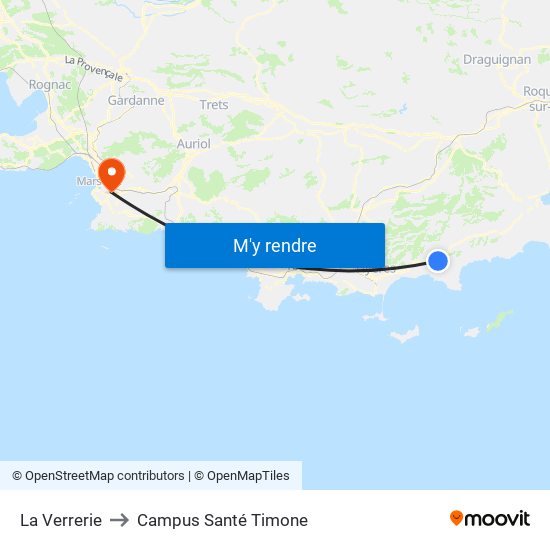 La Verrerie to Campus Santé Timone map
