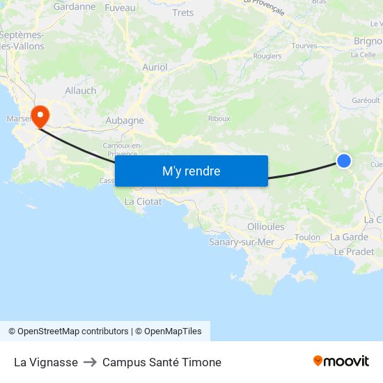 La Vignasse to Campus Santé Timone map