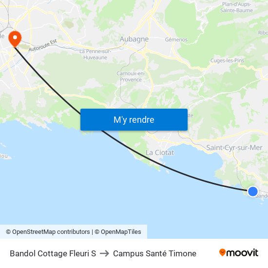 Bandol Cottage Fleuri S to Campus Santé Timone map
