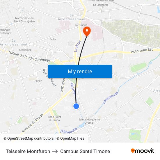 Teisseire Montfuron to Campus Santé Timone map