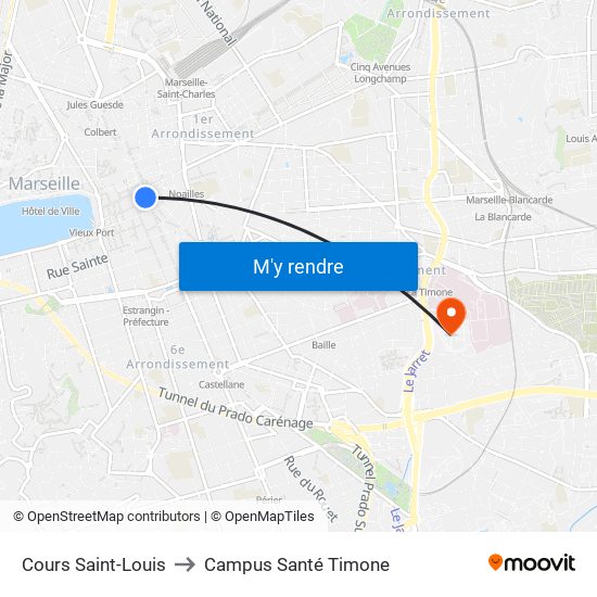 Cours Saint-Louis to Campus Santé Timone map