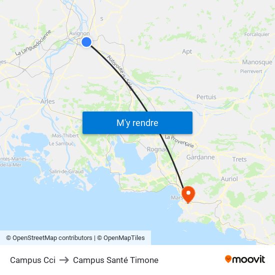 Campus Cci to Campus Santé Timone map