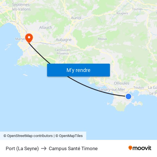 Port (La Seyne) to Campus Santé Timone map