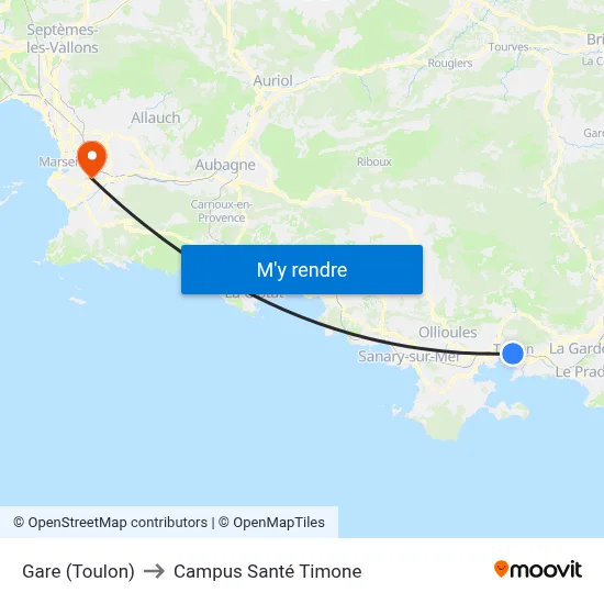 Gare (Toulon) to Campus Santé Timone map