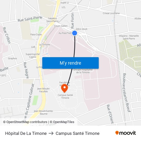 Hôpital De La Timone to Campus Santé Timone map