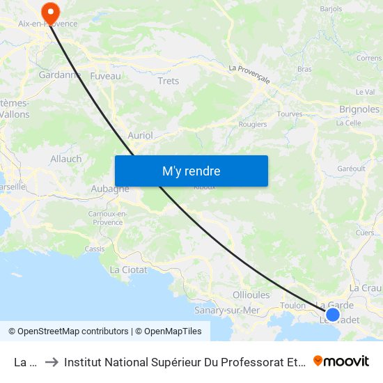 La Garde to Institut National Supérieur Du Professorat Et De L'Éducation (Site D'Aix-En-Provence) map