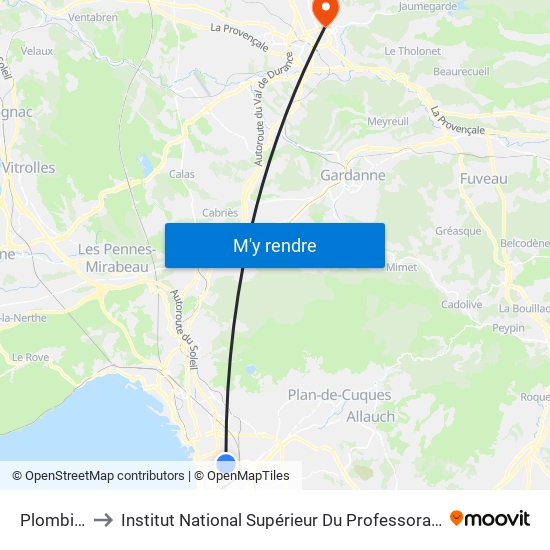 Plombières Arnal to Institut National Supérieur Du Professorat Et De L'Éducation (Site D'Aix-En-Provence) map