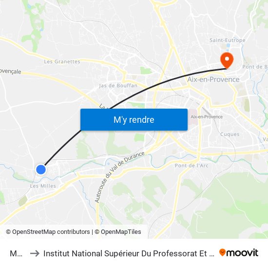 Monclar to Institut National Supérieur Du Professorat Et De L'Éducation (Site D'Aix-En-Provence) map