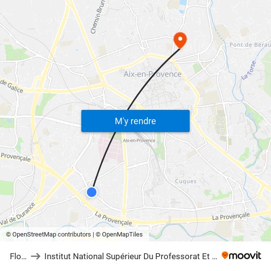 Floralies to Institut National Supérieur Du Professorat Et De L'Éducation (Site D'Aix-En-Provence) map
