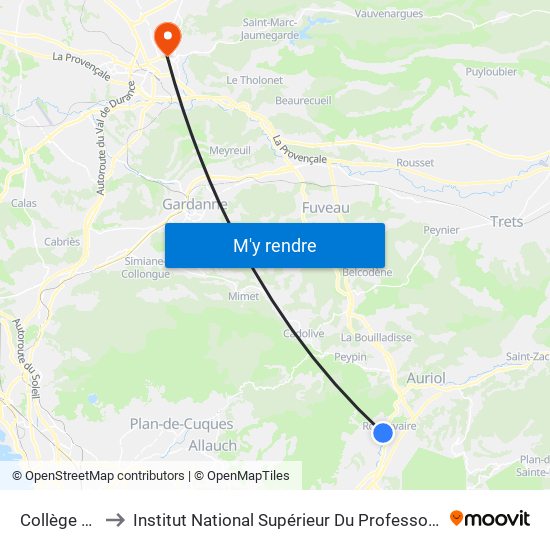 Collège Louis Aragon to Institut National Supérieur Du Professorat Et De L'Éducation (Site D'Aix-En-Provence) map