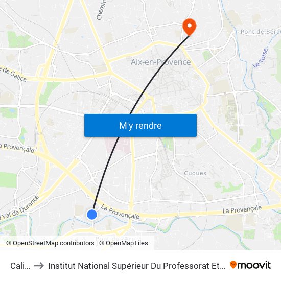 California to Institut National Supérieur Du Professorat Et De L'Éducation (Site D'Aix-En-Provence) map