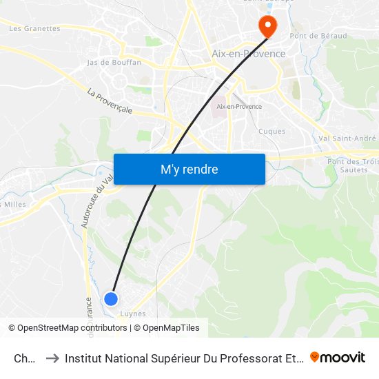 Chamson to Institut National Supérieur Du Professorat Et De L'Éducation (Site D'Aix-En-Provence) map