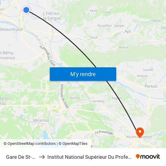 Gare De St-Saturnin-D'Avignon to Institut National Supérieur Du Professorat Et De L'Éducation (Site D'Aix-En-Provence) map