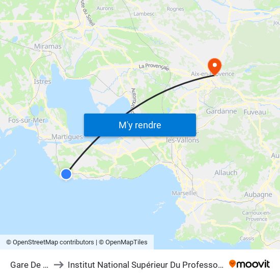 Gare De La Couronne to Institut National Supérieur Du Professorat Et De L'Éducation (Site D'Aix-En-Provence) map