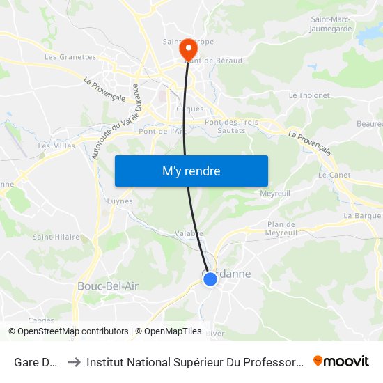 Gare De Gardanne to Institut National Supérieur Du Professorat Et De L'Éducation (Site D'Aix-En-Provence) map