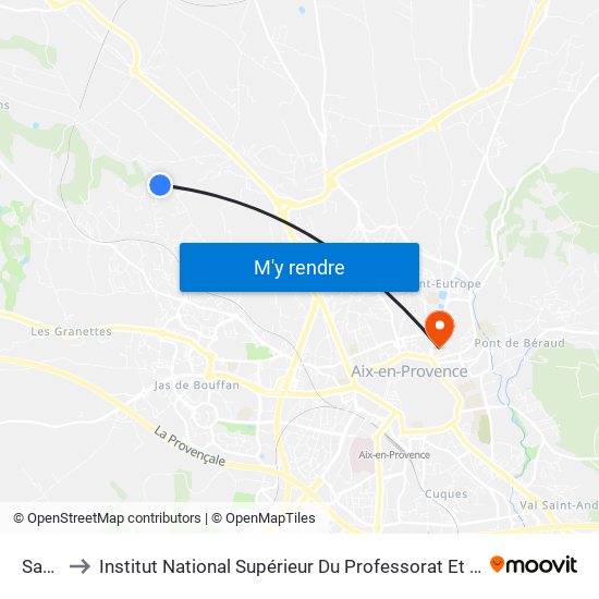 Sarriette to Institut National Supérieur Du Professorat Et De L'Éducation (Site D'Aix-En-Provence) map