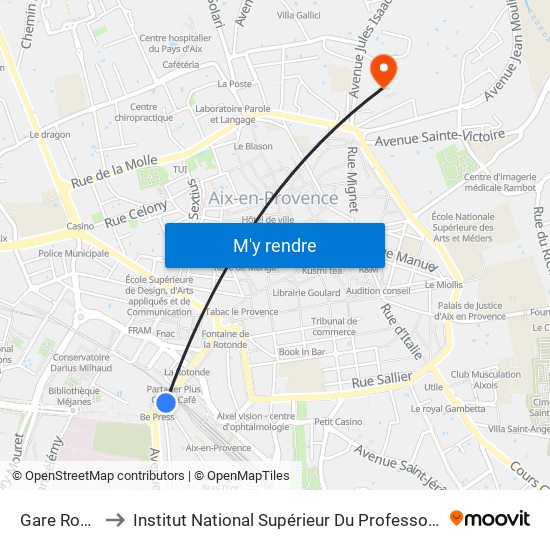 Gare Routière Belges to Institut National Supérieur Du Professorat Et De L'Éducation (Site D'Aix-En-Provence) map