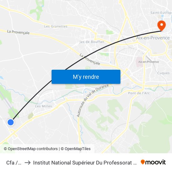 Cfa / Granon to Institut National Supérieur Du Professorat Et De L'Éducation (Site D'Aix-En-Provence) map