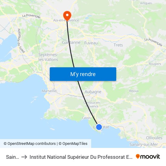 Saint Loup to Institut National Supérieur Du Professorat Et De L'Éducation (Site D'Aix-En-Provence) map