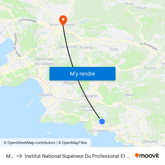 Mairie to Institut National Supérieur Du Professorat Et De L'Éducation (Site D'Aix-En-Provence) map