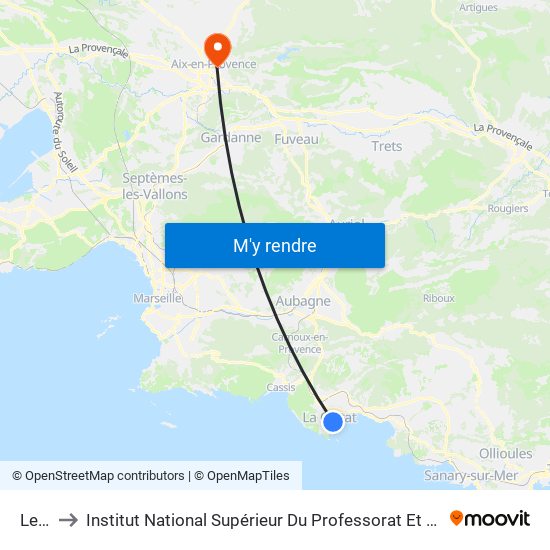 Le Lido to Institut National Supérieur Du Professorat Et De L'Éducation (Site D'Aix-En-Provence) map