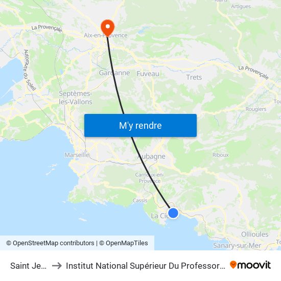 Saint Jean Cabanon to Institut National Supérieur Du Professorat Et De L'Éducation (Site D'Aix-En-Provence) map