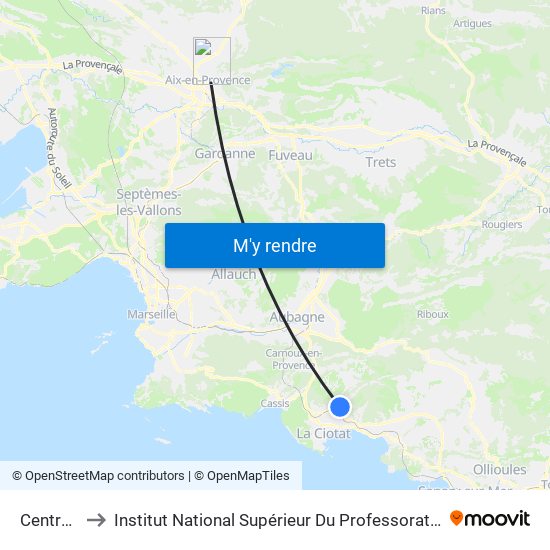Centre Médical to Institut National Supérieur Du Professorat Et De L'Éducation (Site D'Aix-En-Provence) map