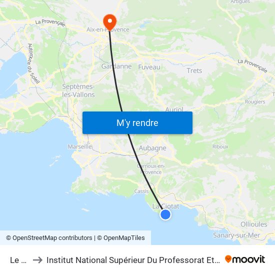 Le Mugel to Institut National Supérieur Du Professorat Et De L'Éducation (Site D'Aix-En-Provence) map