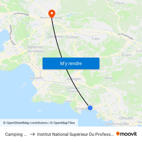 Camping Baie Des Anges to Institut National Supérieur Du Professorat Et De L'Éducation (Site D'Aix-En-Provence) map