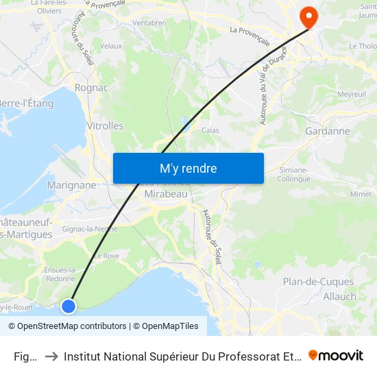 Figuières to Institut National Supérieur Du Professorat Et De L'Éducation (Site D'Aix-En-Provence) map