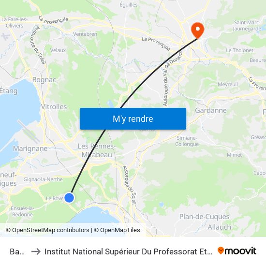 Bastides to Institut National Supérieur Du Professorat Et De L'Éducation (Site D'Aix-En-Provence) map
