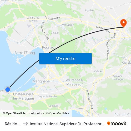 Résidence Du Port to Institut National Supérieur Du Professorat Et De L'Éducation (Site D'Aix-En-Provence) map
