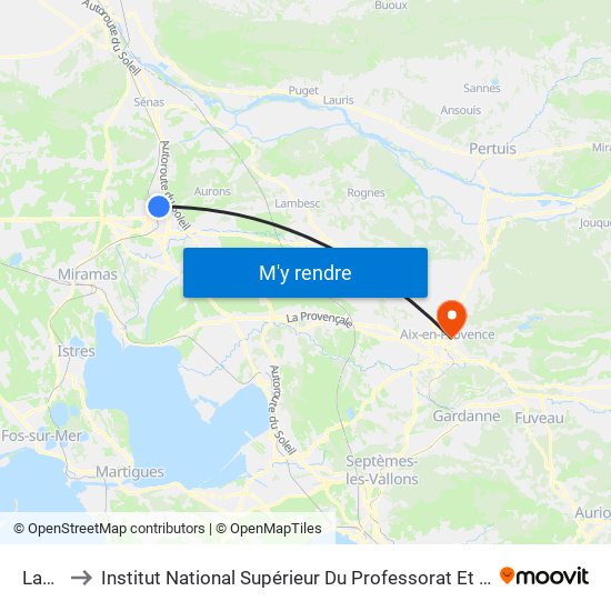 Lauzette to Institut National Supérieur Du Professorat Et De L'Éducation (Site D'Aix-En-Provence) map